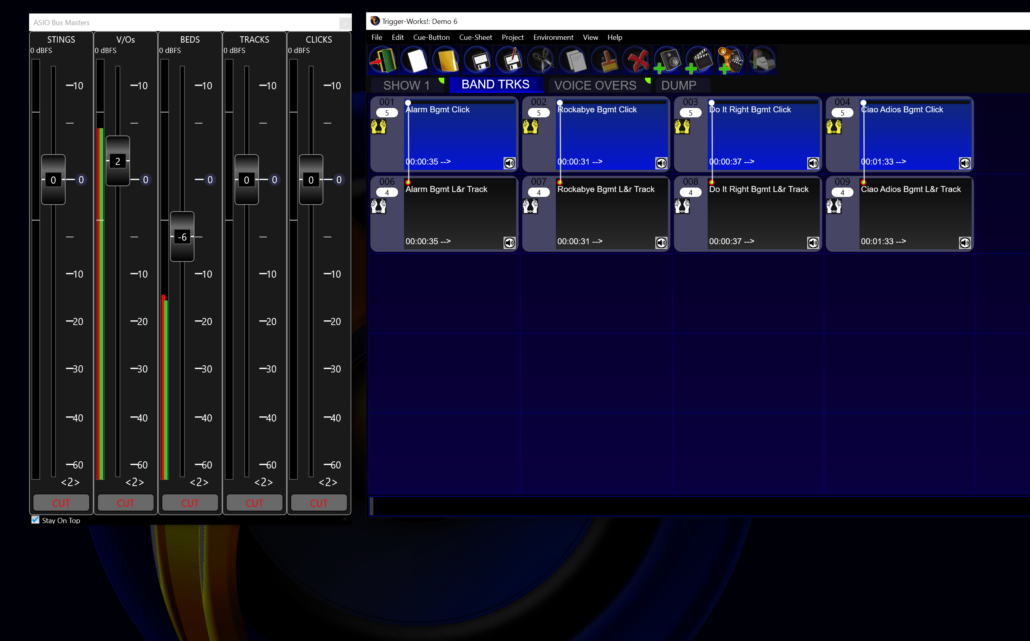 Major New Feature in release 01.31.06 – ASIO Bus Master Faders - Trigger